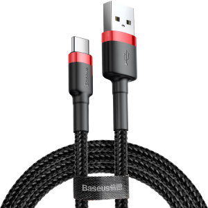 Кабель Baseus Cafule Cable USB для Type-C 3A 0.5 м Black/Red (CATKLF-A91) в Хмельницькому