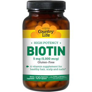 Вітаміни Country Life High Potency Biotin концентрований Біотин (В7) 5 мг 120 желатинових капсул (015794065067) краща модель в Хмельницькому