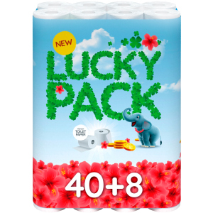 Туалетний папір Lucky pack 140 відривів 2 шари 48 рулонів Білий (8595027101424) в Хмельницькому