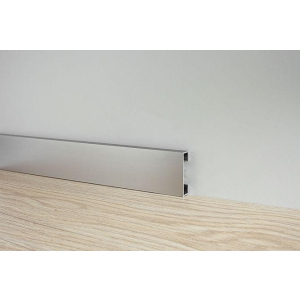 Дизайнерський прямокутний плінтус Profilpas Metal line 89 висота 40 мм анодоване срібло (Metal Line 89/4) краща модель в Хмельницькому