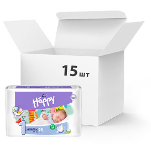 Упаковка детских подгузников Bella Baby Happy Newborn 2-5 кг 15 пачек по 25 шт. (BB-054-NB25-004) ТОП в Хмельницком