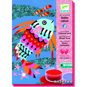 Художественный комплект рисование цветным песком и блестками Djeco Радужные рыбки (DJ08661)