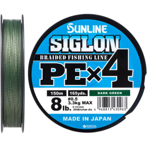 Шнур Sunline Siglon PE х4 150 м # 0.5/0.121 мм 3.3 кг Темно-зелений (16580916) ТОП в Хмельницькому