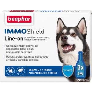 Капли Beaphar Immo Shield Line-on for Medium Dogs антипаразитные с диметиконом для собак 15-30 кг 3 пипетки (13583) (8711231135837) лучшая модель в Хмельницком