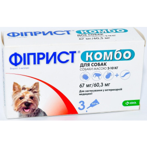 Краплі від бліх та кліщів KRKA Фіприст Комбо на холку 3 піпетки по 0.67 мл для собак масою тіла 2-10 кг (3838989645588) в Хмельницькому