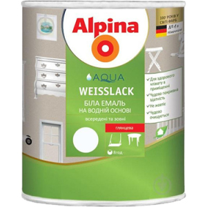 Эмаль Alpina Aqua Weisslack Gl Глянцевая 2.5 л Белая (910897) ТОП в Хмельницком