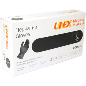 Перчатки нитриловые Unex Medical неопудренные размер L 100 шт - 50 пар Черные (4.1002) в Хмельницком