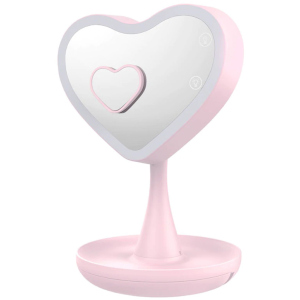 Дзеркало для макіяжу UFT Mirror Heart Pink Серце з підсвічуванням (4820176260086) ТОП в Хмельницькому