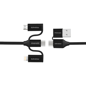 Кабель Promate PentaPower USB-C/USB-A to USB-C/microUSB/Lightning 1.2 м Black (pentapower.black)