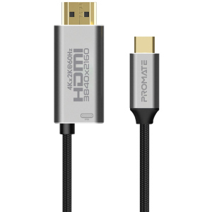 Кабель Promate HDMI-PD60 USB-C/HDMI 4K 60Hz 1.8 м Grey (hdmi-pd60.grey) лучшая модель в Хмельницком