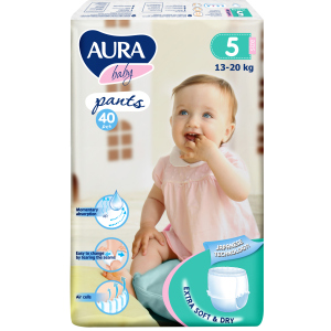 Трусики одноразові для дітей Aura 5 XL 13-20 кг jambo-pack 40 шт (4752171005105) краща модель в Хмельницькому