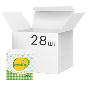 Упаковка салфеток сервировочных Ecolo 1 слой 24х24 см 100 шт Белые 28 пачек (4820202890270) в Хмельницком