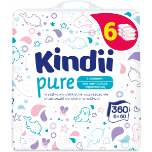 Влажные салфетки для младенцев и детей Kindii Pure 6х60 шт (5900095023654) лучшая модель в Хмельницком