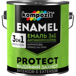 Эмаль антикоррозионная Kompozit 3 в 1 Protect 0.75 л Зеленая (4820085742345) лучшая модель в Хмельницком
