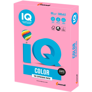 Папір офісний IQ Color PI25 A3 80 г/м2 500 аркушів Рожевий (9003974400273) в Хмельницькому