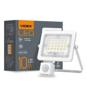 LED прожектор VIDEX F2e 10W 5000K с датчиком движения и освещенности лучшая модель в Хмельницком