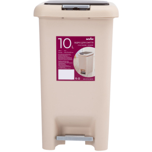 Ведро для мусора MVM с крышкой и педалью BIN-01 10л Бежевое (BIN-01 10L BEIGE) в Хмельницком