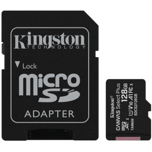 Kingston microSDXC 128GB Canvas Select Plus Class 10 UHS-I U1 V10 A1 + SD-адаптер (SDCS2/128GB) ТОП в Хмельницком