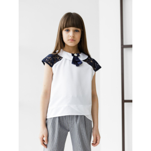 Блуза Tair kids Шкільна колекція БЛ-7886 ШФ 128 см Біло-синя (4822131287886)