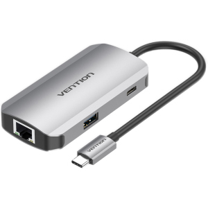 купить USB-хаб Vention Hub 5-in-1 USB 3.1 Type-C - USB 3.0x3/RJ45 Gigabit/PD 100W (TNFHB)