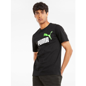 Футболка Puma ESS+ 2 Col Logo Tee 58675951 S Puma Black-Green Flash (4063699308884) в Хмельницькому