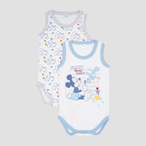 Боді-майка Disney Mickey Mouse MC13888 62-68 см 2 шт Біла з блакитним (8691109721747) краща модель в Хмельницькому