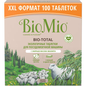 Таблетки для посудомийної машини BioMio Bio-Total 7 в 1 з маслом евкаліпту 100 шт (4603014015945) ТОП в Хмельницькому