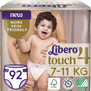 Підгузки Libero Touch 4 7-11 кг одноразові 92 шт (7322541301747) краща модель в Хмельницькому