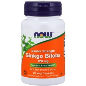 Натуральна добавка Now Foods Гінкго Білоба, Ginkgo Biloba, Double Strength, 120 мг, 50 капсул (733739046826) краща модель в Хмельницькому