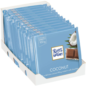 Упаковка молочного шоколаду Ritter Sport з начинкою кокосово-молочний крем 12 шт х 100 г (4000417298607) краща модель в Хмельницькому