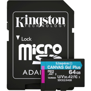 Kingston MicroSDXC 64GB Canvas Go! Plus Class 10 UHS-I U3 V30 A2 + SD-адаптер (SDCG3/64GB) ТОП в Хмельницькому