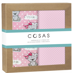 Набір пелюшок Cosas Бязь Girl Bear Rose Dots Malina 80 х 100 2 шт (4822052074626) краща модель в Хмельницькому