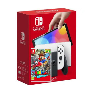 купити Nintendo Switch (OLED model) White + Гра Super Mario Odyssey (російська версія)