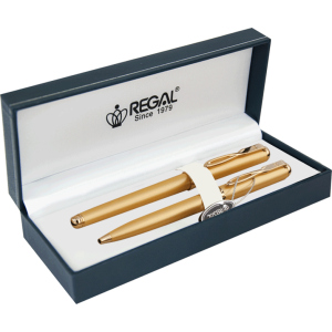 Набор ручек Regal перо + шариковая ручка в подарочном футляре Золото (R18109.L.BF)