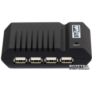 USB USB 2.0 4-х портовий Хаб з блоком живлення STLab (U-181 Black) в Хмельницькому