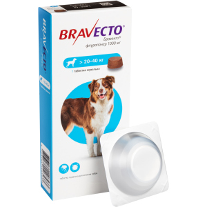 Жевательная таблетка Bravecto (Бравекто) от блох и клещей для собак 20 - 40 кг (8713184146533) ТОП в Хмельницком