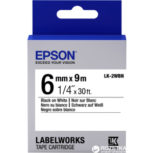 Картридж с лентой Epson LabelWorks LK2WBN 6 мм / 9 м Black/White (C53S652003)