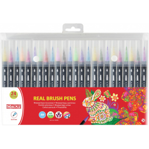 Фломастеры-кисточки Maxi Real Brush 24 цвета (MX15230) лучшая модель в Хмельницком