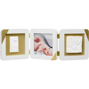 Набір для створення відбитка ручки та ніжки малюка Baby Art Потрійна рамка Золотий Кант (3601098600) ТОП в Хмельницькому