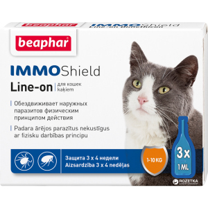 Капли Beaphar Immo Shield Line-on for Cats антипаразитные с диметиконом для котов и котят 3 пипетки (13581) (8711231135813) лучшая модель в Хмельницком