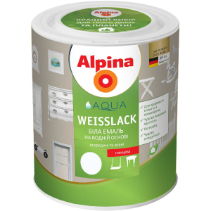 Эмаль Alpina Aqua Weisslack Sm Шелковисто-матовая 0.75 л Белая (910900) в Хмельницком