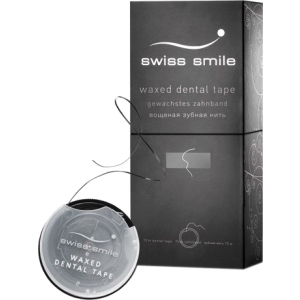 Зубна стрічка вощена зі смаком м'яти Swiss Smile Basel Базель колір чорний 70 м (900-990) 7640131979924 краща модель в Хмельницькому