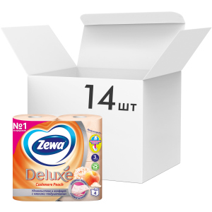 Упаковка туалетного паперу Zewa Deluxe тришаровий аромат Персик 14 шт по 4 рулони (7322540059793) в Хмельницькому