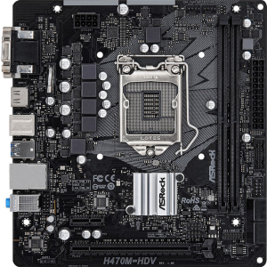 Материнська плата ASRock H470M-HDV (s1200, Intel H470, PCI-Ex16) в Хмельницькому