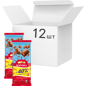 Упаковка шоколада Корона молочного пористого (80 г + 80 г) х 12 шт (7622210662897) краща модель в Хмельницькому