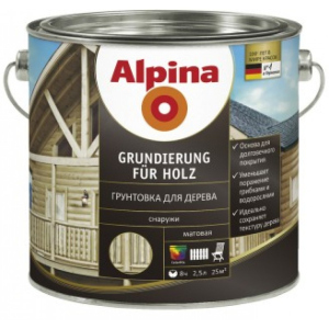 Грунтовка для дерева Alpina Grundierung für Holz 2,5л Прозрачная надежный