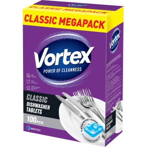 Таблетки для посудомоечных машин Vortex Classic 100 шт (55600020) лучшая модель в Хмельницком