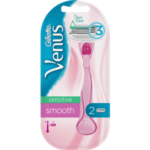 Верстат для гоління жіночий (Бритва) Venus Smooth Sensitive з 2 змінними картриджами (7702018575350) краща модель в Хмельницькому