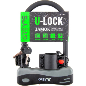 Замок Grey`s скоба U-lock із кріпленням 12 x 165 x 245 мм (GR33012) ТОП в Хмельницькому