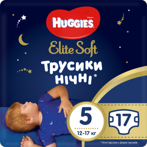 Трусики-подгузники Huggies Elite Soft Overnites 5 (12-17кг) 17 шт (5029053548173)